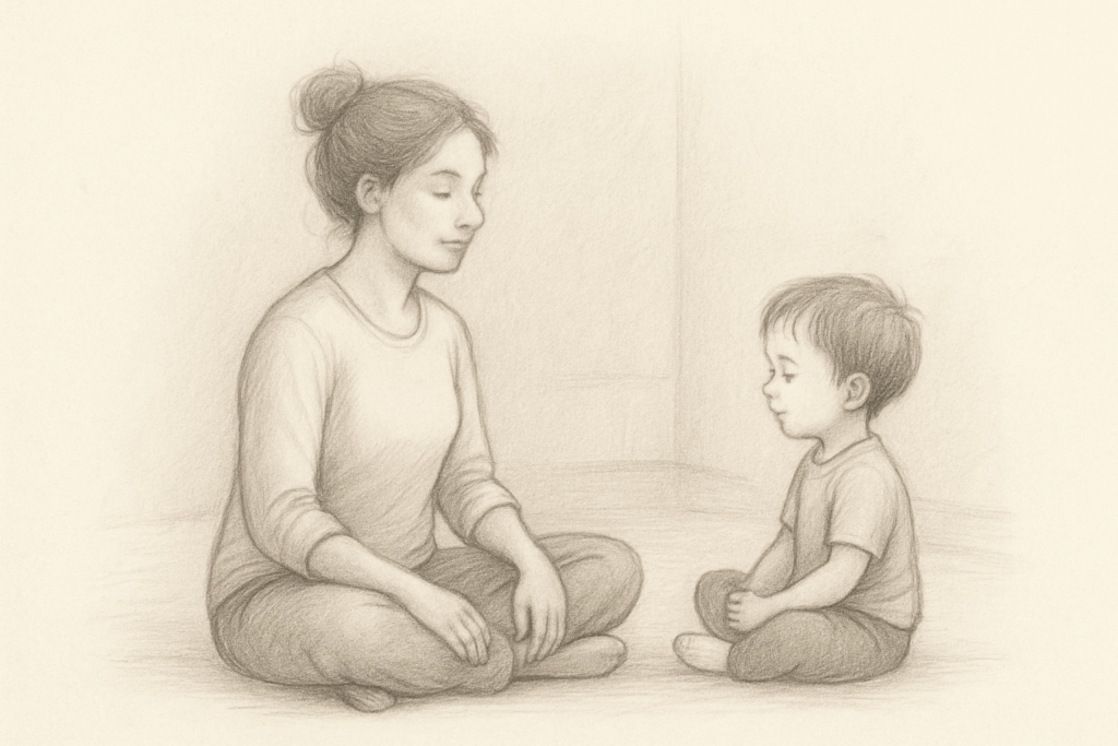 Mère et enfant en méditation Calme et confiance
